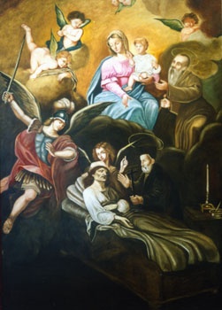 E_B0030A.jpg - Ambito messinese, Madonna degli agonizzanti, dipinto olio su tela, sec. XIX.