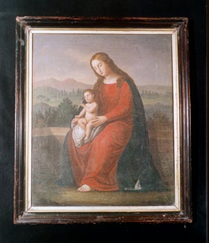 E_B0053A.jpg - Nachera F., Madonna con Bambino, dipinto olio su tela, sec. XIX.