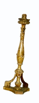 E_B0221A.jpg - Bottega siciliana, Candeliere 4/4, legno inciso e dorato, fine sec. XVIII.