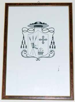 E_B0227a.jpg - Vento T., Stemma del vescovo Bartolomeo Sebastian, dipinto inchiostro di china su cartone, sec. XX.