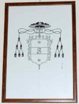 E_B0230a.jpg - Vento T., Stemma del vescovo Bonaventura Secusio, dipinto inchiostro di china su cartone, sec. XX.