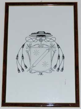 E_B0232a.jpg - Vento T., Stemma del vescovo Ludovico Alfonso de Los Cameros, dipinto inchiostro di china su cartone, sec. XX.