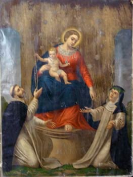 E_B0268A.jpg - Nachera F, Madonna del Rosario con San Domenico e Santa Caterina, dipinto olio su tela, sec. XIX.