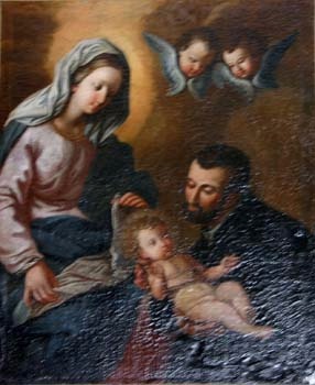 E_B0269A.jpg - Ambito siciliano, Madonna con San Gaetano da Thiene, dipinto olio su tela, fine sec. XVII.
